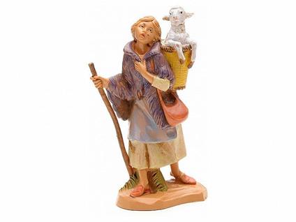 Fontanini Pastorella Con Pecora In Gerla 12Cm Statuina In Resina Presepe (F-96)