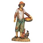 Fontanini Pastore Con Gallina 12Cm Statuina Statuetta In Resina Presepe (F-39)