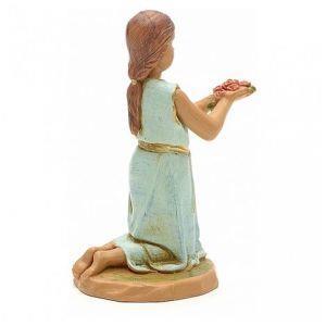 Fontanini Pastorella Con Mazzo Di Rose 12Cm In Resina Statuina Presepe (F-123)