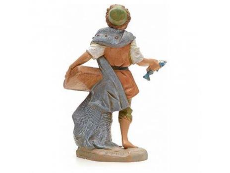 Pescatore Con Rete E Pesci 19cm In Resina Fontanini Statuina Presepe