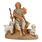 Fontanini Pastorello Con Pecore 12Cm In Resina Statuina Presepe (F-43)