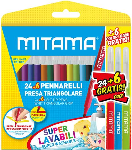 Pennarelli Mitama Super Lavabili Presa Triangolare Pz. 24 - 2