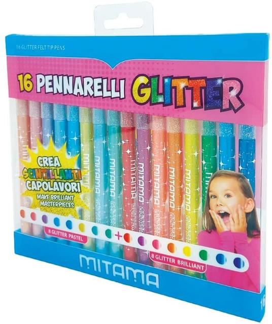 Mitama Pennarelli Glitter Triangolari Punta Fine 16Pz