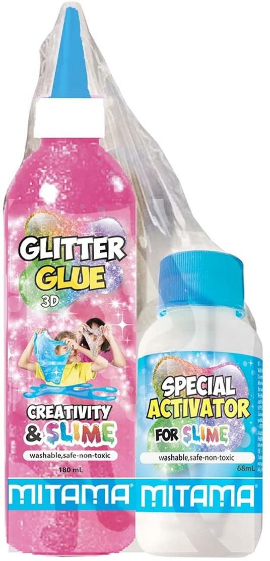 Mitama Set Glitter Glue Slime Glitter/Metal 3D 180 ml + Attivatore