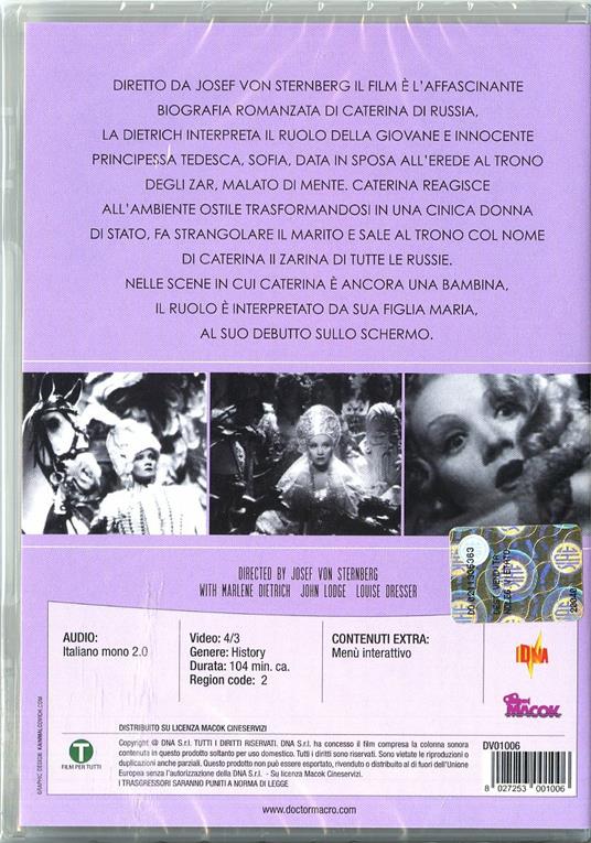 L' imperatrice Caterina di Joseph Von Sternberg - DVD - 2