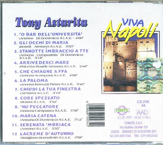 Viva Napoli - CD Audio di Tony Astarita - 2