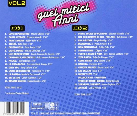 Quei mitici anni vol.2 - CD Audio - 2