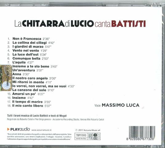 La Chitarra di Lucio canta Battisti - CD Audio di Massimo Luca - 2