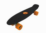 Skateboard Freedom Tavola Nera. Ruote Arancio