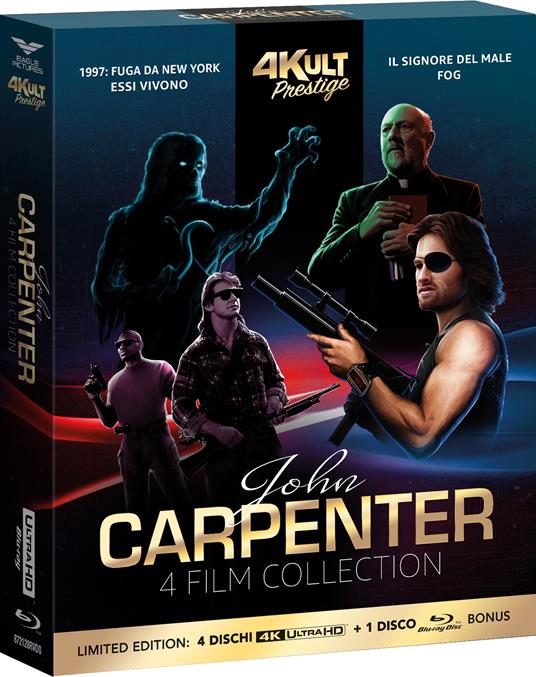 Cofanetto Carpenter "4Kult Prestige" Numerato (4 Blu-ray Ultra HD 4K + 1 Blu-ray extra) 