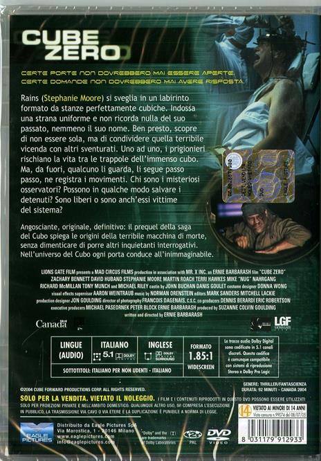 Cube Zero di Ernie Barbarash - DVD - 2