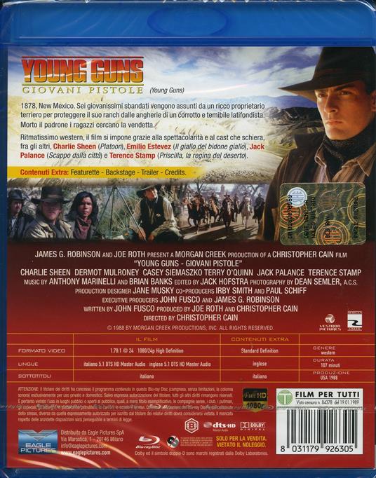 Young Guns. Giovani pistole di Christopher Cain - Blu-ray - 2