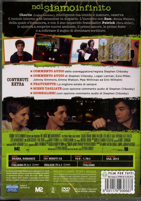 Noi siamo infinito - DVD - Film di Stephen Chbosky Drammatico