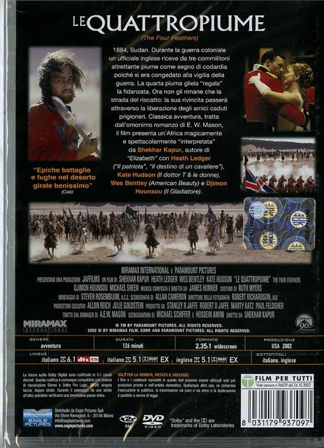 Le quattro piume di Shekar Kapur - DVD - 2