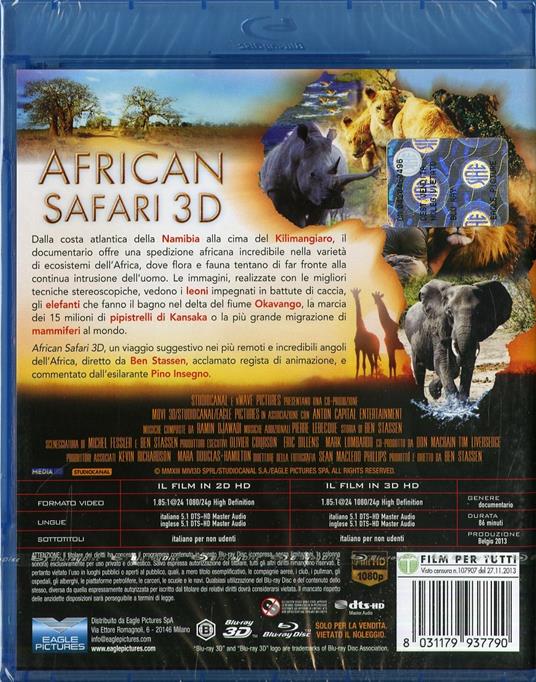 African Safari 3D - Blu-ray - Film di Ben Stassen Documentario | IBS
