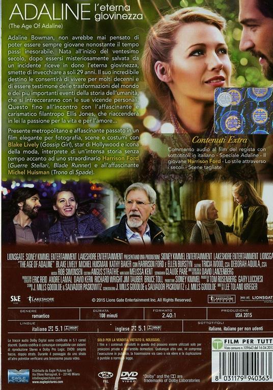 Adaline. L'eterna giovinezza di Lee Toland Krieger - DVD - 2