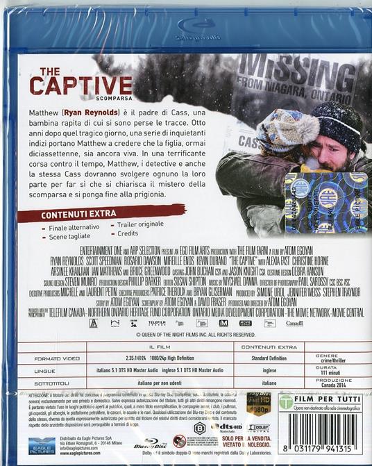 Blu-ray The Captive 2014 Ryan Reynolds Rosario Dawson Atom Egoyan