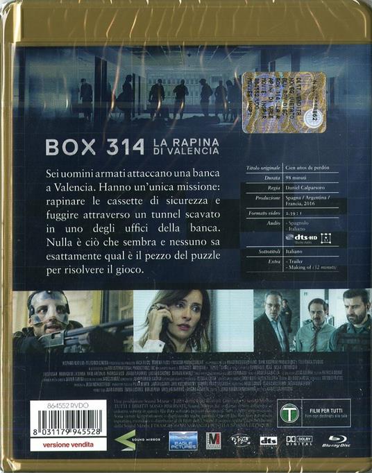 Box 314: La rapina di Valencia (Blu-ray) - Blu-ray - Film di Daniel  Calparsoro Avventura | IBS