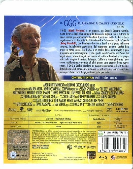 Il GGG. Il Grande Gigante Gentile. Edizione speciale (Blu-ray) di Steven Spielberg - Blu-ray - 2