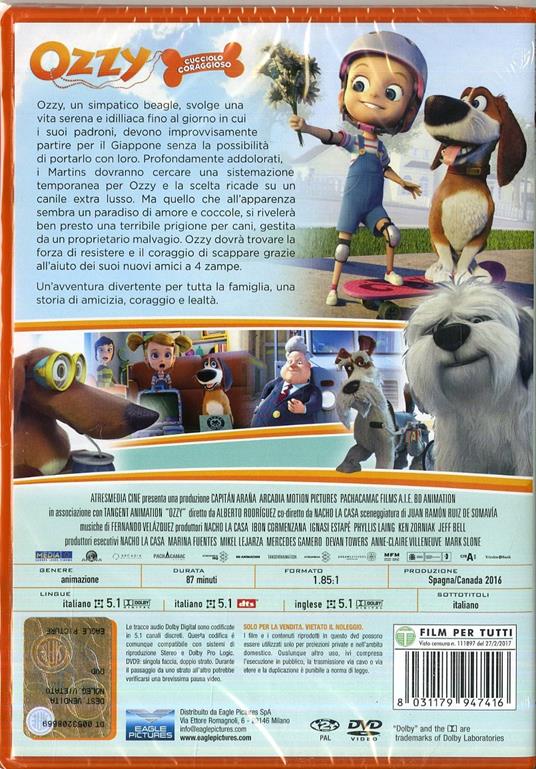 Ozzy. Cucciolo coraggioso (DVD) - DVD - Film di Alberto Rodríguez , Nacho  La Casa Animazione | IBS
