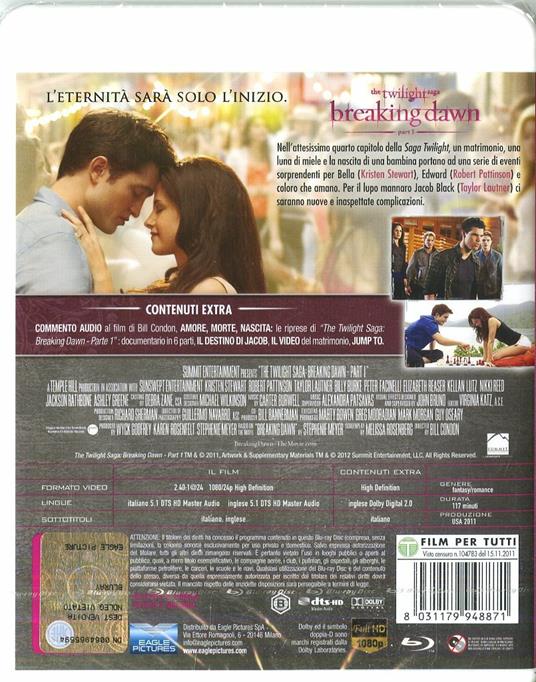Breaking Dawn. Parte 1. The Twilight Saga (Blu-ray) - Blu-ray - Film di  Bill Condon Fantastico | IBS