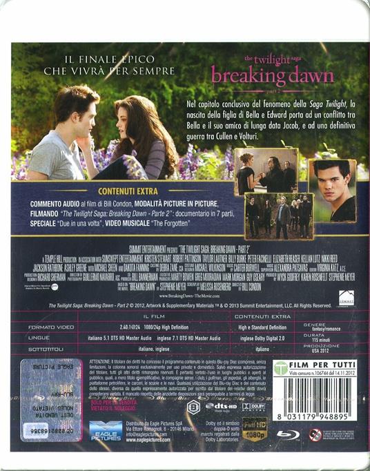 Breaking Dawn. Parte 2. The Twilight Saga (Blu-ray) - Blu-ray - Film di  Bill Condon Fantastico