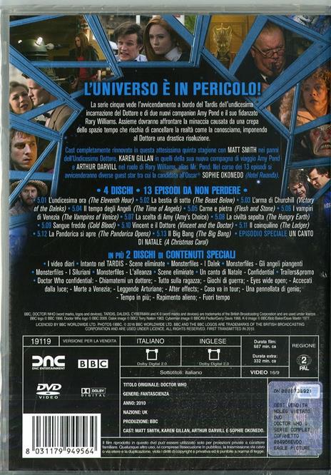 Doctor Who. Stagione 5. Serie TV ita - New Edition (DVD) - DVD - Film di  Adam Smith , Andrew Gunn Fantastico | IBS