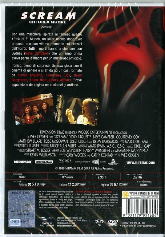 Scream. Special Edition. Con card tarocco da collezione (DVD) - DVD - Film  di Wes Craven Fantastico | IBS