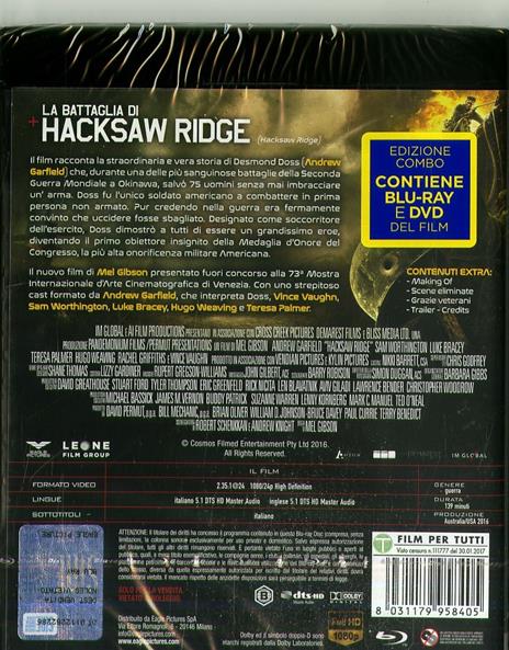 La battaglia di Hacksaw Ridge (DVD + Blu-ray) di Mel Gibson - DVD + Blu-ray - 2