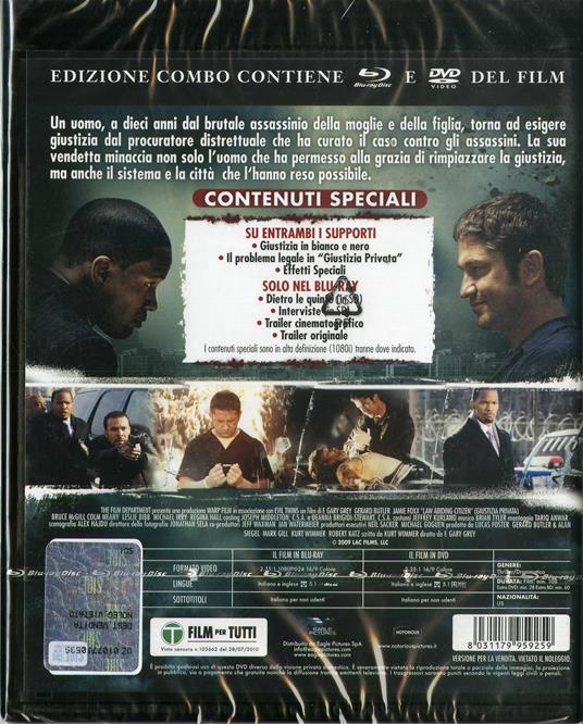 Giustizia privata (DVD + Blu-ray) - DVD + Blu-ray - Film di F. Gary Gray  Avventura | IBS