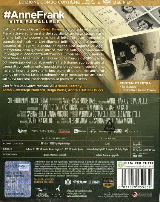 #Anne Frank. Vite parallele. Special Edition con Booklet (DVD + Blu-ray) di Sabina Fedeli,Anna Migotto - DVD + Blu-ray - 2