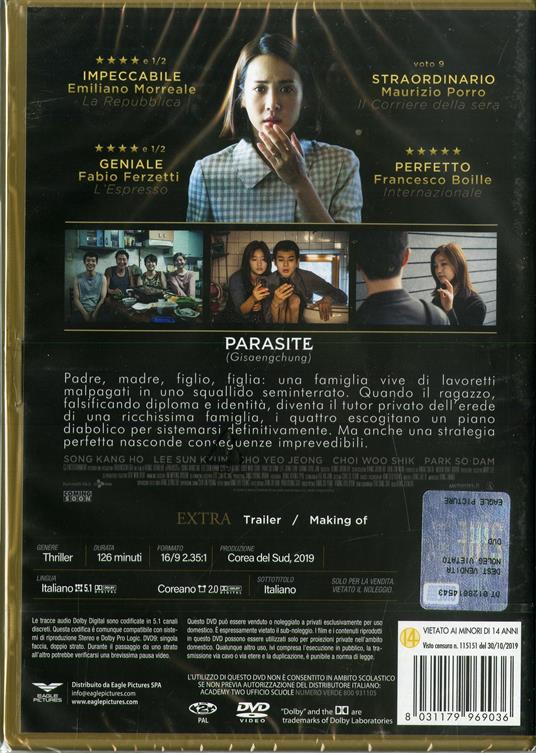 Parasite (DVD) - DVD - Film di Bong Joon Ho Giallo | IBS