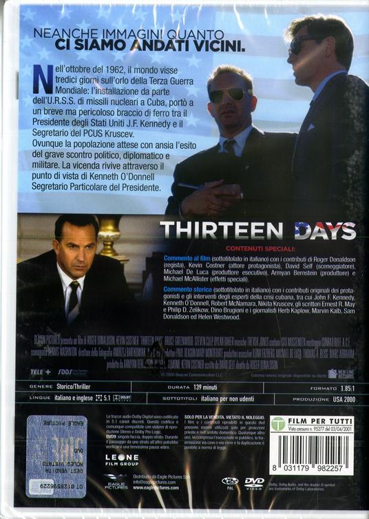 Thirteen Days (DVD con calendario 2021) - DVD - Film di Roger Donaldson  Giallo | IBS