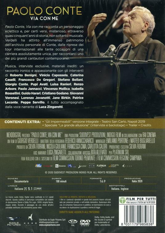 Paolo Conte. Via con me (DVD) di Giorgio Verdelli - DVD - 2