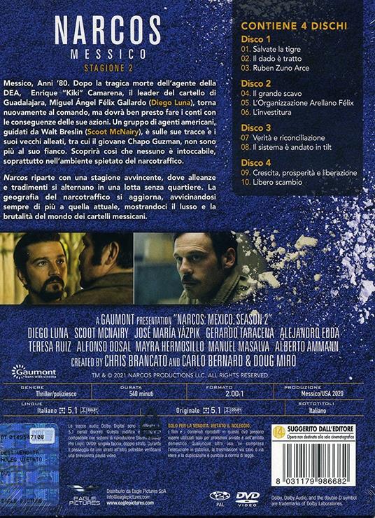 Narcos. Messico. Stagione 2. Serie TV ita (4 DVD) di Carlo Bernard,Chris Brancato,Doug Miro - DVD - 2