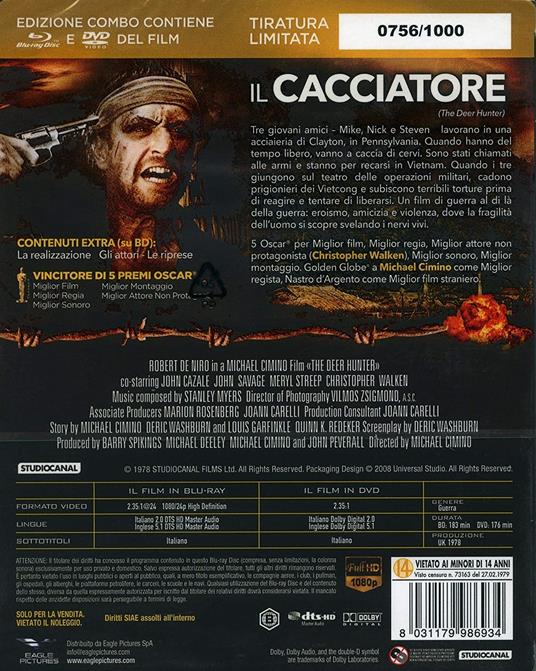 Il cacciatore. Oscar Cult. Limited Edition con Ocard numerata (DVD +  Blu-ray) - DVD + Blu-ray - Film di Michael Cimino Avventura | IBS