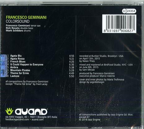Colorsound - CD Audio di Francesco Geminiani - 2