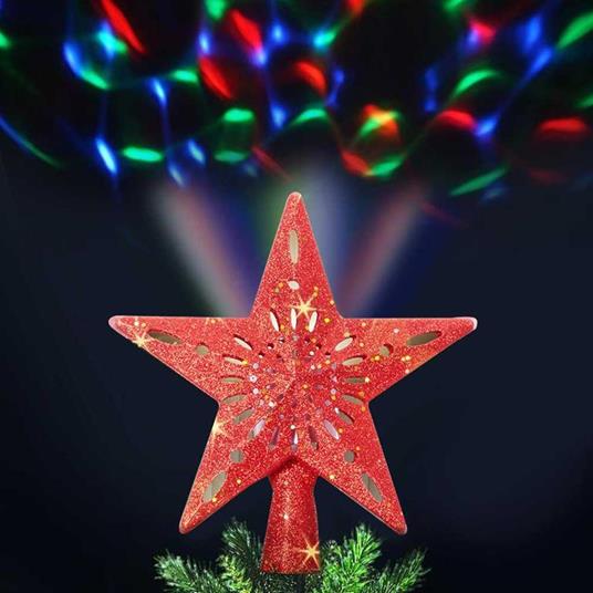 Puntale Proiettore LED Albero di Natale Forma Stella Rosso Effetti di Luce  RGB - Bakaji - Idee regalo | IBS