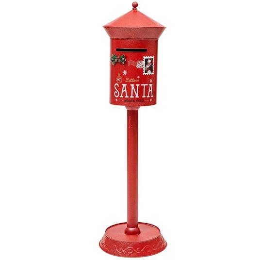 Cassetta Postale di Babbo Natale Decorazione Natalizia in Metallo 122cm  Rosso - Bakaji - Idee regalo | IBS