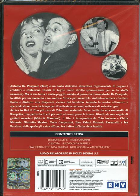 Totò - Sette Ore Di Guai (DVD) di Marcello Marchesi,Vittorio Metz - DVD - 2