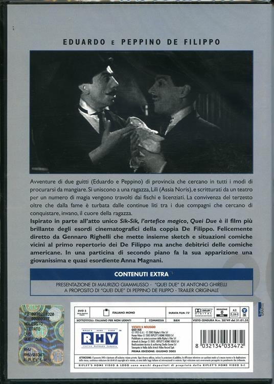 Quei due di Gennaro Righelli - DVD - 2