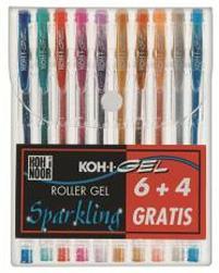 Penne Gel Glitter Koh-I-Noor. Astuccio 10 colori con brillantini assortiti