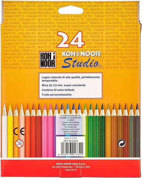 Pastelli Studio Basic Koh-I-Noor. Confezione 24 matite colorate. Con temperamatite - 2