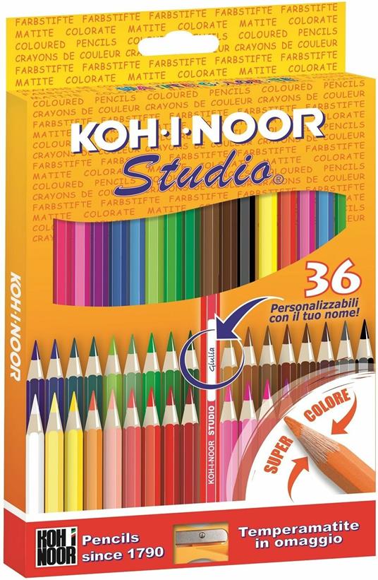 Pastelli Studio Basic Koh-I-Noor. Confezione 36 matite colorate. Con  temperamatite