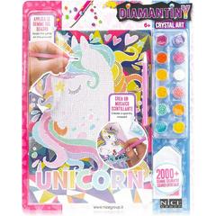 DIAMANTINY Diamond Painting Kit Unicorno, Crea Il Mosaico coi Cristalli Colorati, Colore Blu, 90007B