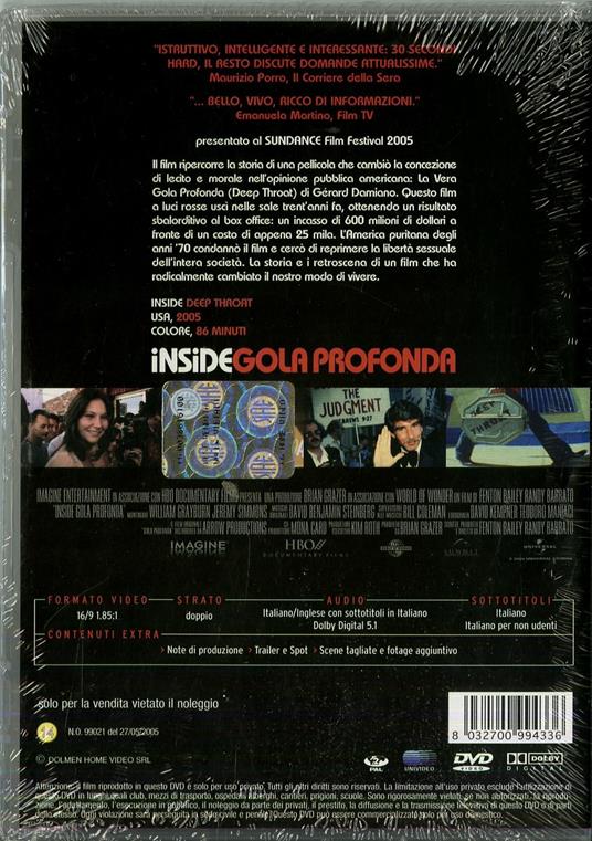 Inside Gola Profonda Dvd Film Di Fenton Bailey Randy Barbato Documentario Ibs 