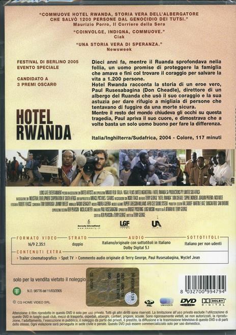 Hotel Rwanda di Terry George - DVD - 2