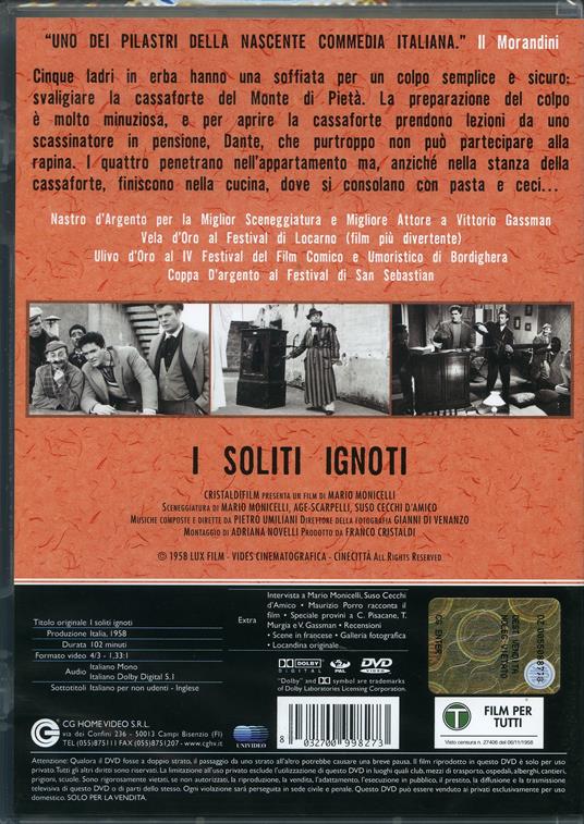 I Soliti Ignoti Dvd Film Di Mario Monicelli Commedia Ibs