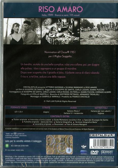 Riso amaro - DVD - Film di Giuseppe De Santis Drammatico | IBS