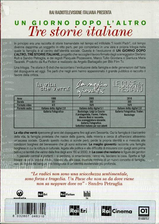 Un giorno dopo l'altro. Tre storie italiane (6 DVD) di Marco Tullio Giordana,Pasquale Pozzessere,Gianluca Maria Tavarelli - 2